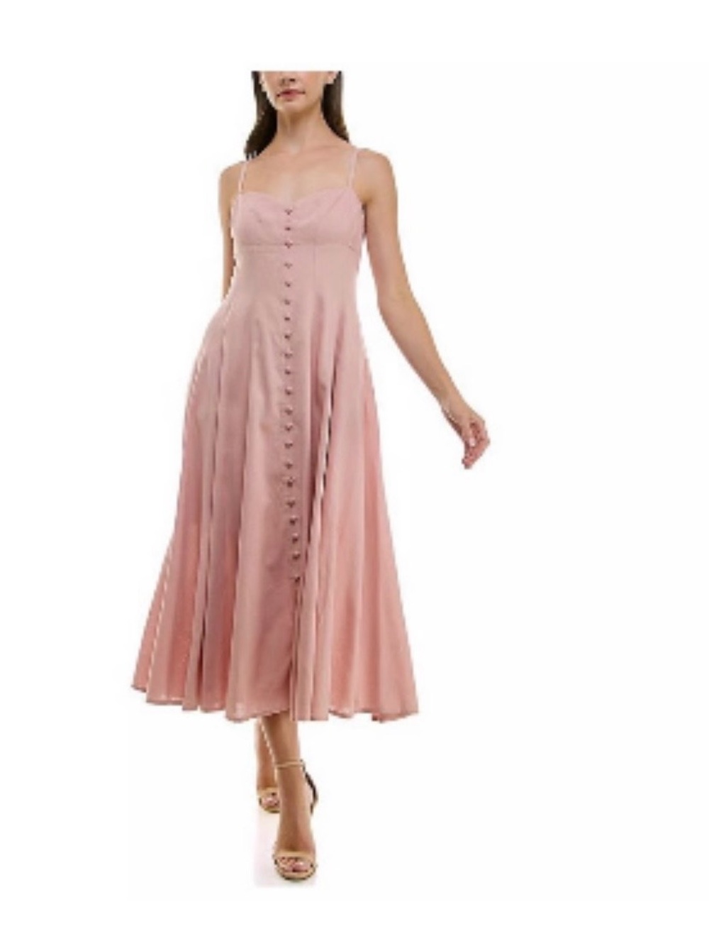 Taylor Pink Midi Dress with Front Buttons - Picture 6 of 6